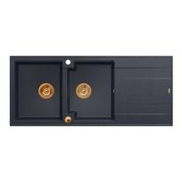 Dviguba plautuvė Quadron Evan 121, HQE11650U8_PVDC1_P2O, juodas deimantas/vario
