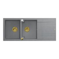 Dviguba plautuvė Quadron Evan 121, HQE11650U5_PVDG1_P2O, sidabrinio akmens/aukso