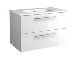 Apatinė spintelė Kame Joy 12113511 su stalčiais, praustuvu, rankenomis, balta blizgi 81 cm