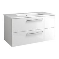 Apatinė spintelė Kame Joy 12113711 su stalčiais, praustuvu, rankenomis,  balta blizgi 101 cm