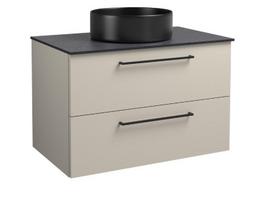 Apatinė spintelė Kame Joy 1251352132 su praustuvu ir juodomis rankenomis, 81 cm, taupe
