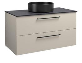 Apatinė spintelė Kame Joy 1251372132 su praustuvu ir juodomis rankenomis, 101 cm, taupe