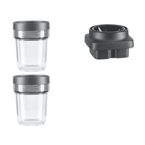 Blenderio priedas - 2 x 200 ml. indeliai mažiems kiekiams su peiliuko įtaisu Kitchenaid 5KSB2040BBB (trintuvui Artisan K400)