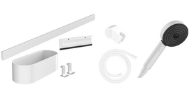 Rankinio dušo ir vonios aksesuarų rinkinys Hansgrohe WallStoris 105 3jet Activation EcoSmart, 24291700, baltas matinis