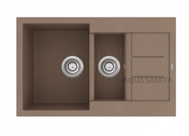 Virtuvės plautuvė Aquasanita Tesa SQT151W 114 Mocha, uždaromas ventilis