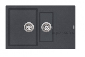 Virtuvės plautuvė Aquasanita Tesa SQT151W 222 Graphite, uždaromas ventilis