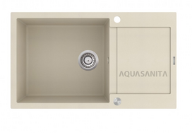 Virtuvės plautuvė Aquasanita TesaPlus SQT104AWP 111 Silica, ventilis valdomas paspaudžiant mygtuką