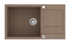 Virtuvės plautuvė Aquasanita TesaPlus SQT104AWP 114 Mocha, ventilis valdomas paspaudžiant mygtuką
