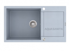 Virtuvės plautuvė Aquasanita TesaPlus SQT104AWP 221 Light Grey, ventilis valdomas paspaudžiant mygtuką
