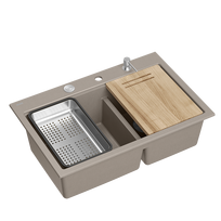 Plautuvė su dozatoriumi ir pjaustymo lenta Quadron MARC 120 HQC7650U4_BS, soft taupe/plieno