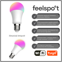 Išmanioji lemputė Feelspot FS-BL01W E27 Wi-fi, RGB, Tuya