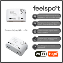 Išmanusis jungiklis - rėlė Feelspot FS-SRS02W RF,  Wi-fi, Tuya