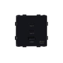Greito krovimo rozetė Feelspot su USB+C+C jungtimis, 65W, juoda
