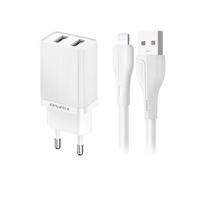 Įkroviklis Awei C15L-EU 2xUSB-A 10W + USB to Lightning cable baltas