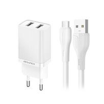 Įkroviklis Awei C15T-EU 2xUSB-A 10W + USB to USB-C cable baltas