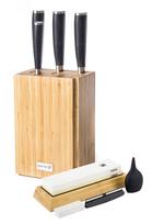 Peilių rinkinys bambuko bloke G21 Damascus Premium, 6002225, 4 vnt + šlifavimo akmuo