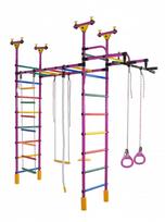 Dvigubas sporto kompleksas (gimnastikos sienelė) DRAMBLIUKAS violetinė-vaivorykštė, 235-293x52,5cm, 01247