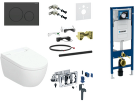 Potinkinio rėmo, pakabinamo klozeto, vandens nuleidimo mygtuko komplektas Geberit AquaClean Alba Premium Plus, 111.300.00.5+111.815.00.1+115.882.16.1+146.350.01.1+116.098.00.6+115.050.BZ.2