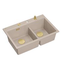 Plautuvė su dozatoriumi ir pjaustymo lenta Quadron MARC 120, HQC7650U2_PVDG1, pearl beige