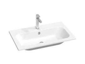 Akmens masės praustuvas Ravak Chrome Slim 80x49 cm, baltas blizgus, XJG01180001