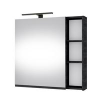 Pakabinama spintelė su veidrodžiu, LED šviestuvas juodas matinis Riva SV 70-6, Woodflow Ash
