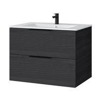 Vonios spintelė su praustuvu Riva SA 700-6, Woodflow Ash, Rankenėlės juodos matinės