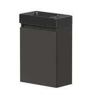 Apatinė spintelė su durelėmis KAMĖ MINI BU/40x22-R/D22-MN, dešinės pusės, 40 cm + juodas praustuvas MN400220B