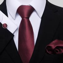 Marškiniai, Verslo kaklaraištis, Vestuvinis kaklaraištis, Vyrų kaklaraiščių trijų dalių rinkinys One Size raudona