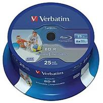 Verbatim BD-R Verbatim 25GB 6x Datalife 25 Pack Spindle Wide Printable no ID 43811V
