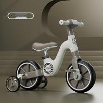 Vaikų balansinis dviratukas ir triratukas: Pedalinis dviratis su muzika ir šviesomis berniukams ir mergaitėms pieno kavos spalva