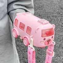 Mielas žaislinio automobilio puodelis su šiaudeliu, skirtas naudoti patalpose ir lauke, didelės talpos plastikinis puodelis vasaros gėrimams, vandens buteliai rožinė