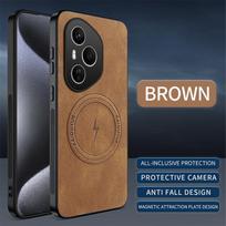 Prabangus PU odos dėklas Huawei Honor 400 Pro, magnetinis Magsafe apsauginis galinis dangtelis, skirtas Honor 400 200 Lite korpusui Honor 400 Pro (Global) ruda