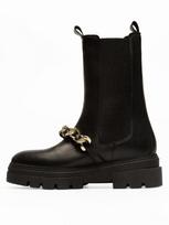 TOMMY HILFIGER Moteriški demisezoniniai odiniai aulinukai, MONOCHROMATIC CHELSEA BOOT CHAIN