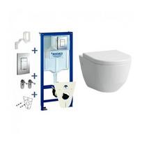 Potinkinis unitazo rėmas GROHE Rapid SL 5 in 1 + pakabinamas unitazas su dangčiu Laufen Pro New
