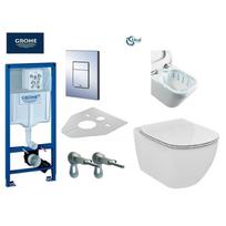 Potinkinis unitazo rėmas GROHE Rapid SL 4 in 1 + pakabinamas unitazas IDEALUS STANDARTAS Tesi Aquablade su su Slim dangčiu