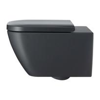 Pakabinamas unitazas DURAVIT Happy D.2 Rimless su Soft close dangčiu, plunksna Anthracito