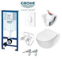 Potinkinis GROHE Rapid SL rėmas su baltu mygtuku iš klozetų DEANTE Peonia Rimless