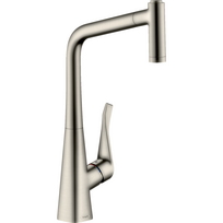 Virtuvė (plautuvės) maišytuvas su ištraukiamu snapu HANSGROHE Metris Select 320, nerudijančio plieno plunksnos, 14820800