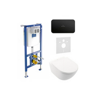 Potinkinio WC rėmo (4 in 1 Black) yra unitazo kit villeroy & BOCH Subway 3.0 Twist flush su slow close dangčiu is keramikos