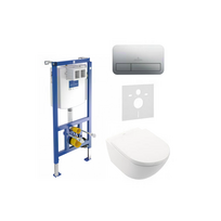 Potinkinio WC rėmo (4 in 1 matinis chromas) yra unitazo rinkinys villeroy & BOCH Subway 3.0 Twist flush su slow close dangčiu