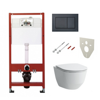 Potinkinis universalus unitazo (WC) rėmo rinkiniai TECEprofil Base (4 in 1) + pakabinamas unitazas LAUFEN Pro Rimless su slim S