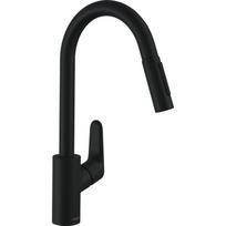 Virtuvinis (plautuvės) maišytuvas su ištraukiama žarnele HANSGROHE Focus, juodas-matinis, 31815670