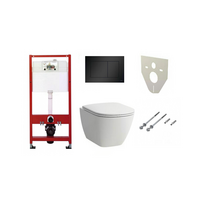 Potinkinis universalus unitazo (WC) rėmo rinkiniai TECEprofil Base (4 in 1) + pakabinamas unitazas LAUFEN Lua Rimless su slim S