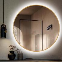 Veidrodis su LED spvietimu 60 x 60 cm iš bružinto aukso rėmelių