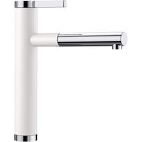 Virtuvė (plautuvės) maišytuvas su ištraukiama žarnele BLANCO Linee-S, white / chromuotas