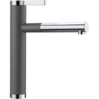 Kitchennis (plautuvės) maišytuvas su ištraukiama žarnele BLANCO Linee-S, stone pilka / chromuotas