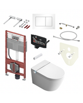 Pakabinamas unitazas su bidė funkcija TECE (10 in 1) SET2 Rimless su softclosing dangčiu ir potinkiniu rėmu bei mygtuku