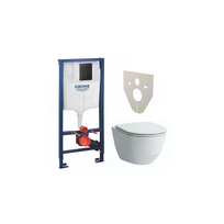 Potinkinis WC rėmas GROHE Solido su juodu mygtuku Even, tarpinė iš tvirtinimais (4 in 1) + LAUFEN Rimless pakabinamas vienetas s