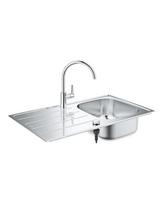 Nerūdijančio plieno plautuvė su Bau virtuviniu maišytuvu GROHE K200, 31562SD1