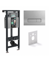 Potinkinio WC rėmo komplektas MEPA nextVIT 115 cm (4 in 1) su Orbit nerūdijančio plieno mygtuku